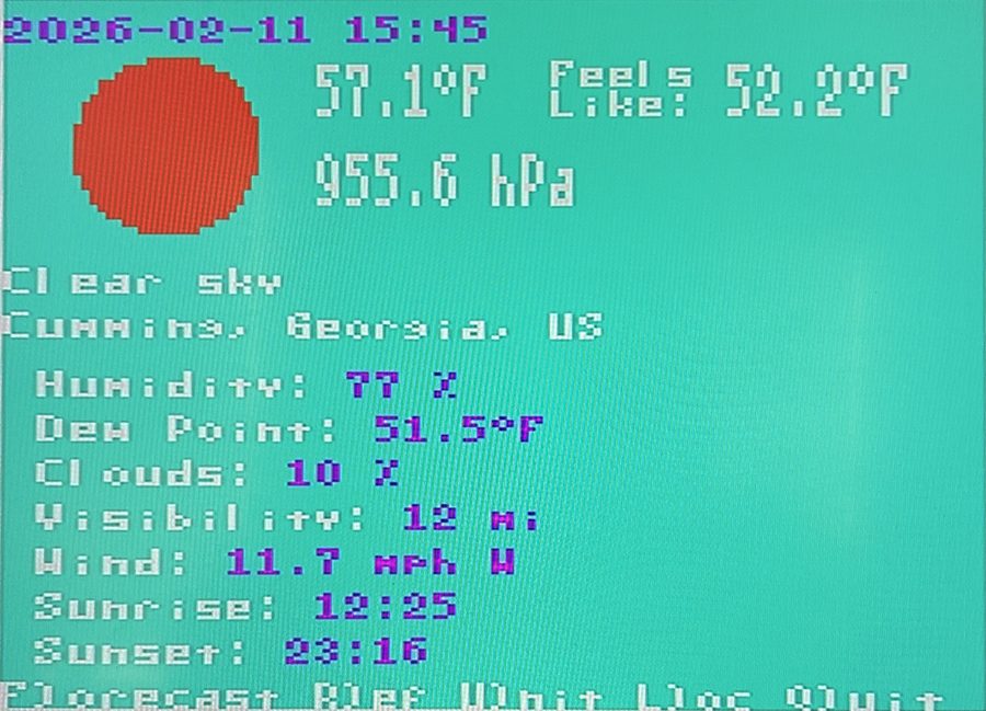 FujiNet Weather screen